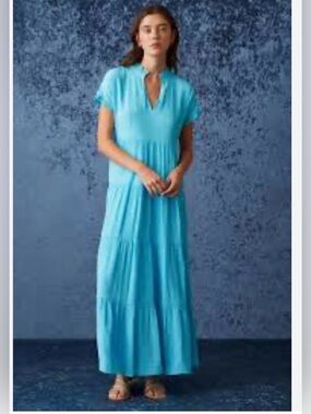 Marie Oliver | Farah Tiered Maxi Dress Malibu Green size Extra Small